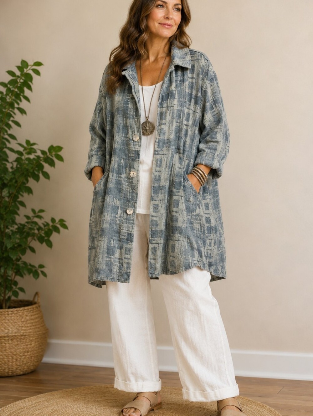 Oversized Bohemian style Cotton long Jacket by C.M.C.